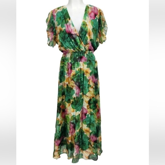 Dresses & Skirts - Le Raganne  Womens Maxi Dress Airy Silk Blend Floral Print NWT